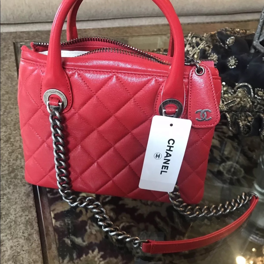 Authentic Chanel Red Mini Caviar Tote NWT!!!